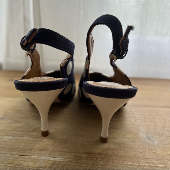 Tory Burch Spencer Slingback Pump in Navy Dot Size 6 - Picture 4 of 13